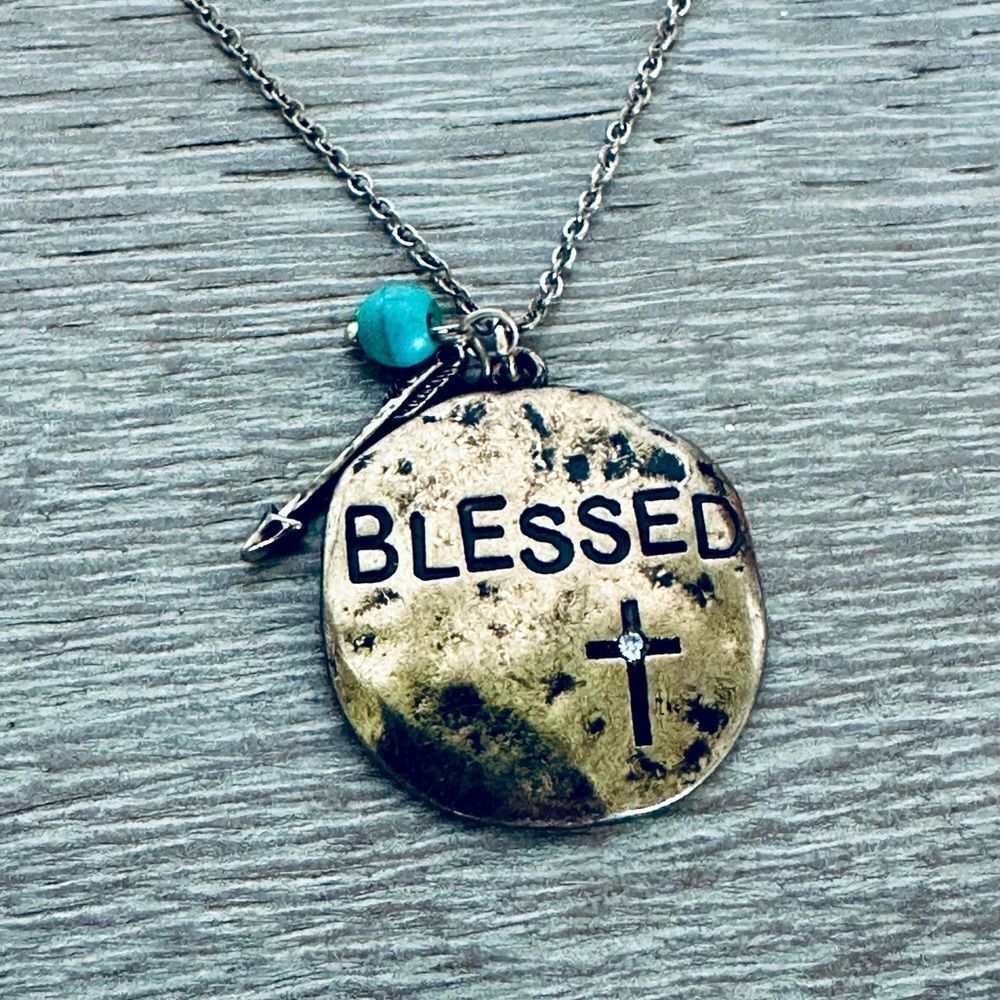Blessed Gold Medallion Arrow Pendant Chain Necklace